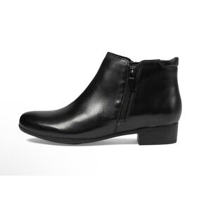 Trotters Major Bootie Black Smooth Leather Ankle Boots Dual Zip Womens 7 Medium